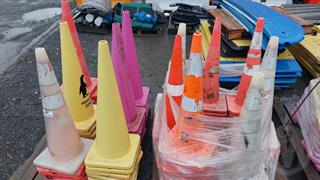 Various Assorted Road Cones Construction Equipment Photo